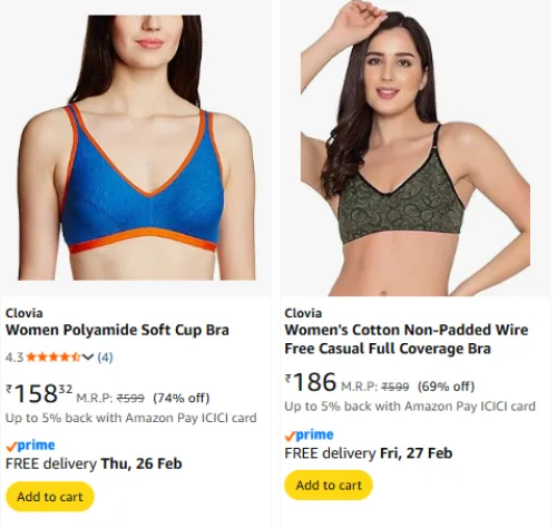 Image of Clovia Women's Bra Starting @ ₹158
