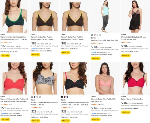 Image of Clovia Women's bra starting @ ₹168