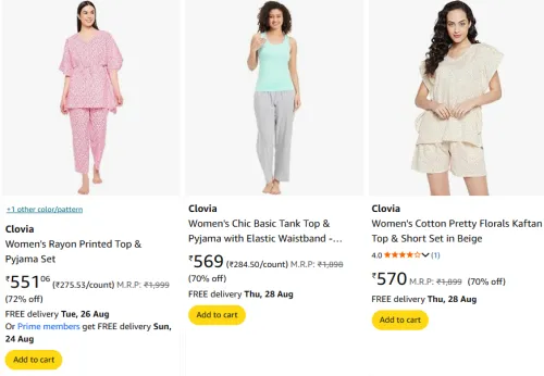 Image of Clovia women's clothing upto 81% Discount