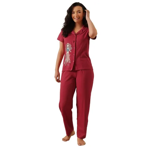 Image of Clovia Women's Cotton Top and Pajama Set