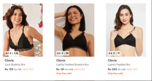 Image of Clovia Women's Half Coverage Bra Upto 85% Off