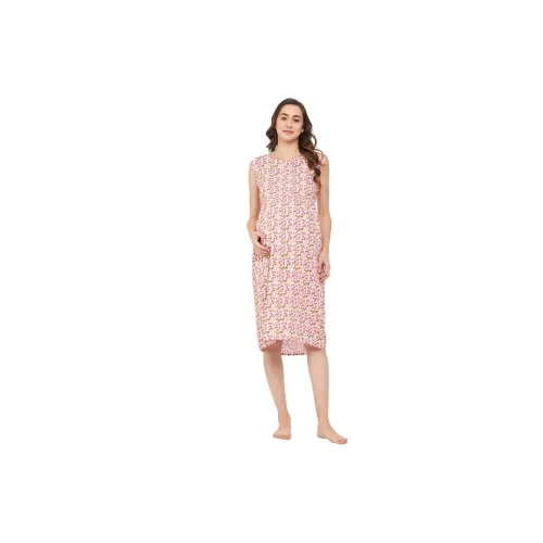 Image of Clovia Women's Rayon Printed Maternity Short Night Dress-