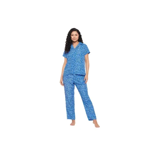 Image of Clovia Women's Rayon Shirt Pyjama Set