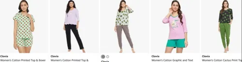 Image of Clovia Women's Top & Shorts Pajama Upto 83% Discount