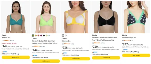 Image of Clovia Women's Bra Starting From @ ₹144