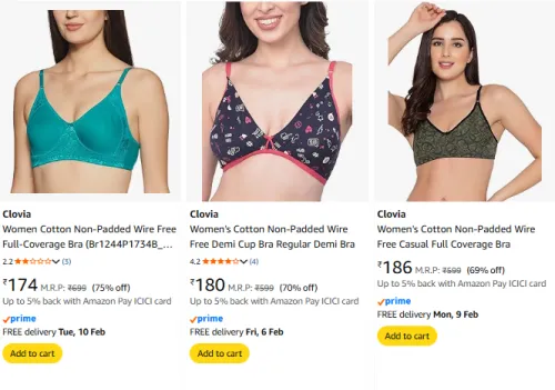 Image of Clovia Women's Bra Upto 75% Discount | Starting @ ₹174
