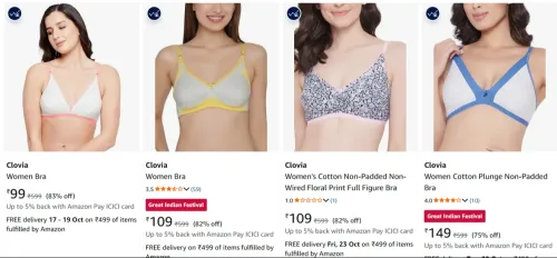 Image of Clovia Women's Bras at minimum 80% Discount