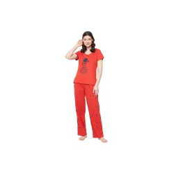 Clovia Womens Cotton Printed Top & Pyjama Set