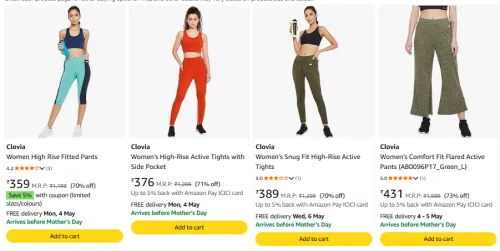 Image of Clovia women's pants upto 70% discount 