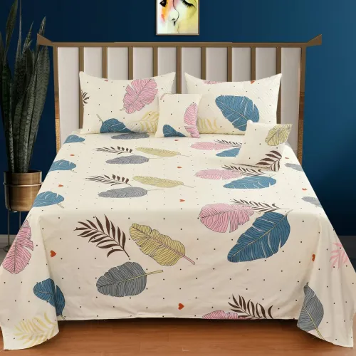 Image of CLOVIS KRAFTS 300 TC Cotton King Printed Flat Bedsheet 