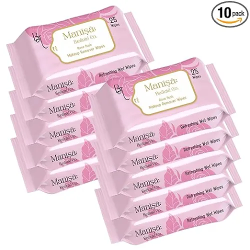 Image of Co. Rose Flush Makeup Remover Wipes, 250 Wipes (Pack of 10)
