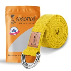 Cockatoo D-Ring Yoga Strap Belt,Yoga Strap For Stretching, Yoga Belt For Women, Perfect for Yoga, Pilates, and Stretching, Material: Cotton, Length: 182 CM, Thickness: 2.5 CM