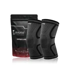 Cockatoo Knee Support For Men,Knee Cap Compression Support for Gym Running, Cycling, Sports, Jogging, Workout Pain Relief,Material: Nylon & Spandex(Pack Of Two) (C-KNEE333-BLACK, L)