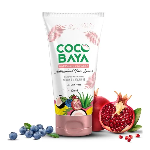 Image of Coco Baya Antioxidant Face Scrub, Enriched With Pomegranate, Blueberry Extracts, Vitamin E & Vitamin B3, Suitable For Al