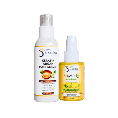 Image of COCOBEE Keratin Argan Hair Serum 100ml & Vitamin C Face Serum 30ml -