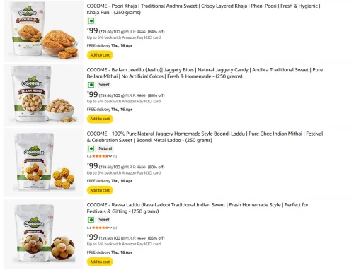 Image of COCOME Sweets From ₹99