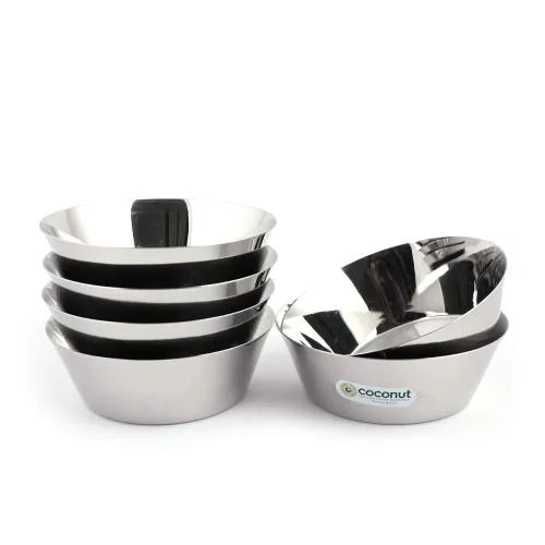Image of Coconut Stainless Steel Alaska Mixing Serving Bowl Set of 6
