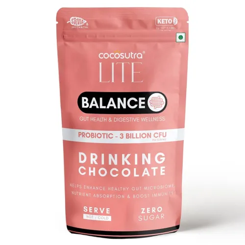 Image of Cocosutra BALANCE Sugar Free Drinking Chocolate Mix | Gut Health & Digestive Wellness | Boosts Immunity | Good Bacteria 