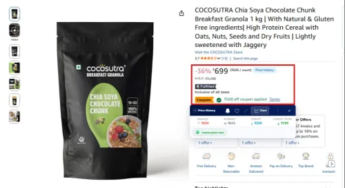 Image of COCOSUTRA Chia Soya Chocolate Chunk Breakfast Granola 1 kg