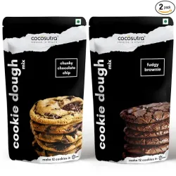 Cocosutra Cookie Dough Mix Combo Pack | Chunky Chocolate Chip & Fudgy Brownie | Makes 24 Cookies | Instant Baking Mix | Made with Natural Ingredients | Easy 3-Step Recipe – Whisk, Scoop & Ba...
