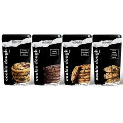COCOSUTRA Cookie Dough Mix Pack of 4 | Cookie Monster Bundle | 100% Natural & Vegan | 3 Easy Steps for Perfect Cookies - Mix, Scoop & Bake - 860 g