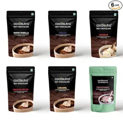 COCOSUTRA Hot Chocolate Mix Combo (Pack6), (Each100g)