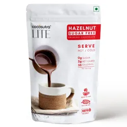 COCOSUTRA LITE - SUGAR FREE Drinking Chocolate Mix - Hazelnut | Zero Sugar, Low Carb, Low Calorie | Stevia & Erythritol based | Keto Friendly Hot Chocolate | Vegan | Enjoy hot or cold | 200....
