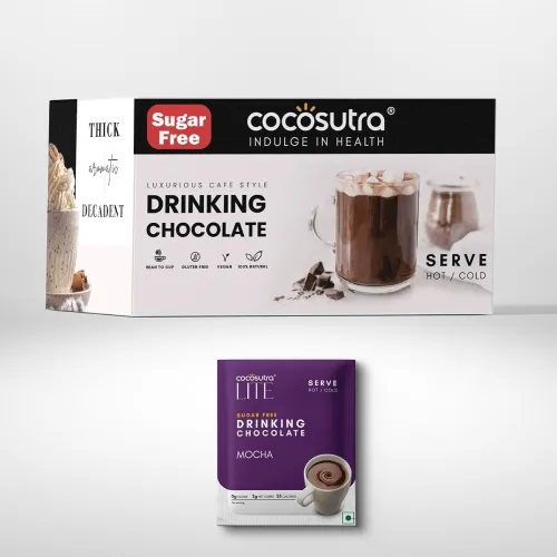 Image of COCOSUTRA Mocha Sugar Free Drinking Chocolate Mix (20g * pack of 20)
