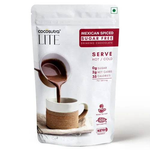Image of COCOSUTRA SUGAR FREE Drinking Chocolate Mix - Mexican Spiced | Zero Sugar, Low Carb, Low Calorie | Stevia & Erythritol b