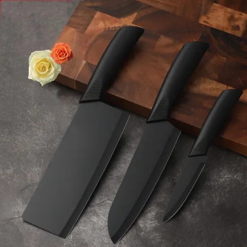Image of Codoule 3 Piece Black Kitchen Knife Set, Stainless Steel Chef Knife