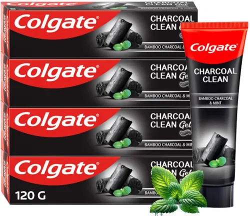Image of Colgate Charcoal Clean Black Gel Toothpaste (480 g, Pack of 4)