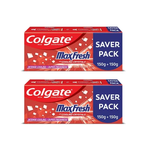 Image of Colgate Maxfresh Toothpaste, Red Gel Paste with Menthol For Super Fresh Breath, 300g, 150gx2 (Spicy Fresh)