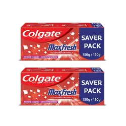 Colgate Maxfresh Toothpaste, Red Gel Paste with Menthol For Super Fresh Breath, 300g, 150gx2 (Spicy Fresh)