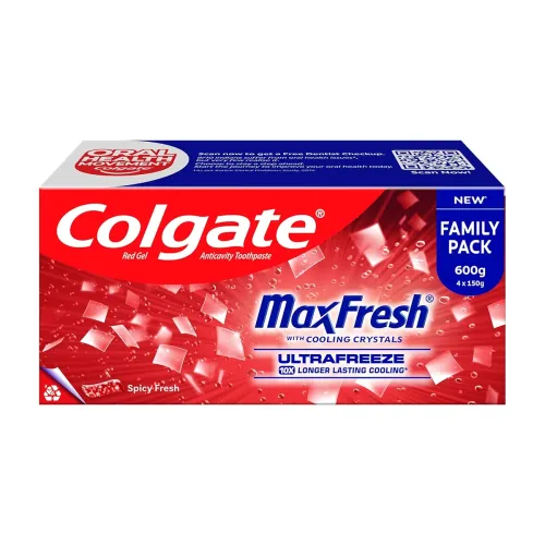 Image of Colgate MaxFresh Toothpaste, Spicy Fresh Red Gel paste with Menthol for Super Fresh Breath, 600gm, Saver Pack