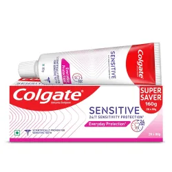 Colgate Sensitive Everyday Protection Toothpaste, Combo Pack Of 160g (80g X 2), Specifically Developed For Sensitive Teeth & Healthy Gums, Colgate Toothpaste For Prevention Of Cavities & Pla...