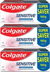 Colgate Sensitive Everyday Protection Tooth paste for Sensitive Teeth, Combo Pack 160gx3 Toothpaste (480 g, Pack of 3)