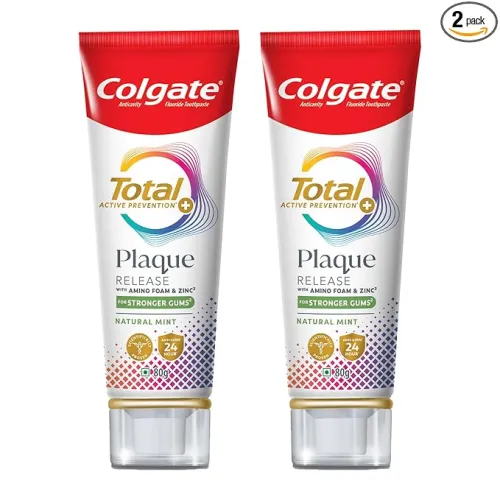 Image of Colgate Total Plaque Release Toothpaste (Pack of 2) Tooth paste with Amino Foam & Zinc Colgate Paste 