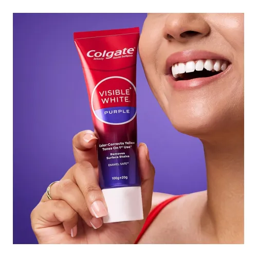 Image of Colgate Visible White Purple Toothpaste for Teeth Whitening 120g