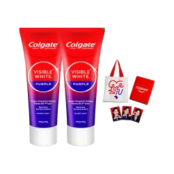 Colgate Visible White Purple Toothpaste Signed Gratitude Journal & Tote Bag Toothpaste (240 g)