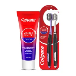 Colgate Visible White Purple Toothpaste and Toothbrush Pack of 2