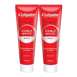 Colgate Visible White Toothpaste, Teeth Whitening Starts in 1 week, Safe on Enamel, Stain Removal Tooth Paste and Minty Flavour for Fresh Breath (200g + 40g, Combo Pack)