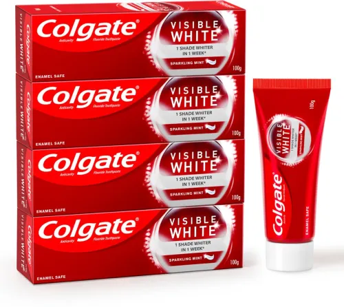 Image of Colgate Visible White Toothpaste Teeth Whitening Starts in 1 week (Combo Pack) Toothpaste  (400 g, Pack of 4)