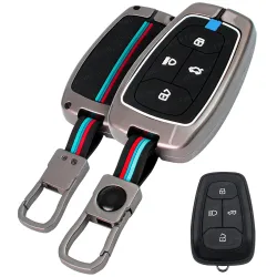 Coll of Fest Premium Metal Silicon Key Cover Compatible with Tata Nexon | Punch | Safari | Harrier | Altroz | Tigor EV | Tiago EV | Curvv | EV - 4 Button Smart Key Glow in the Dark