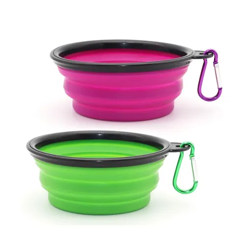 Image of Collapsible Dog Bowl Portable Pet Feeding Set 2 Pack