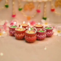 Collectible India Handmade Matki Candles Diwali Gift Set - Diwali Candles Set - Decoration Items for Home Decor - Wax Cl