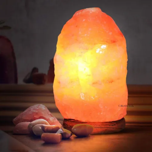 Image of Collectible India Natural Himalayan Rock Salt Lamp Original Pink Crystal