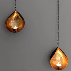 Collectible India Set of 2 Metal Wall Sconces Tealight Candle Holders