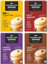 Colombian Brew Assorted Instant Coffee Café Latte, Cappuccino, Hazelnut, Vanilla Caramel, Double Choco Mocha Instant Cof