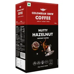 COLOMBIAN BREW COFFEE Hazelnut Instant Coffee Powder, No Sugar Vegan, 100 G Box