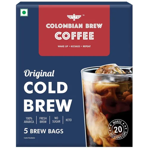 Image of Colombian Brew Coffee Arabica Original Cold Brew 5 Brew Bags, 20 Cups